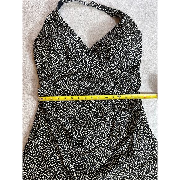 L.L. Bean Swim Dress Halter Adjustable Neck Size Large Swimsuit Black & Cream - Picture 6 of 10